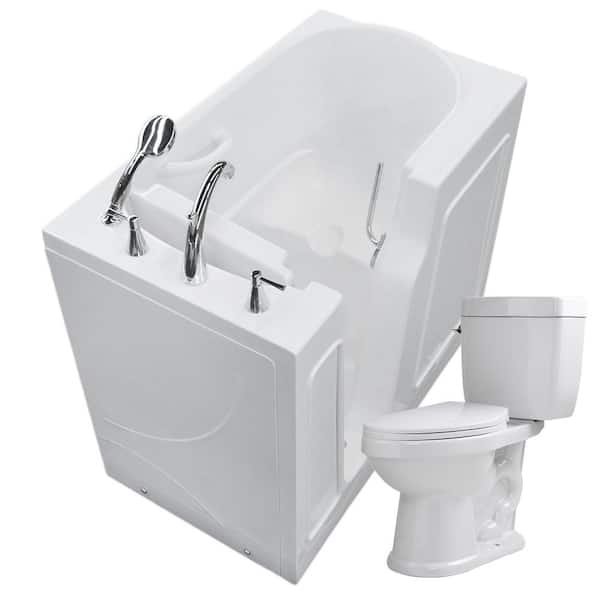 Universal Tubs HD Series 46 in. x 26 in. Left Drain Walk-in Soaking Bathtub in White with Full Fuction Smart Bidet Toilet
