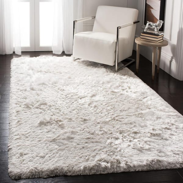 Ocean Shag Ivory Doormat 3 ft. x 5 ft. Solid Area Rug