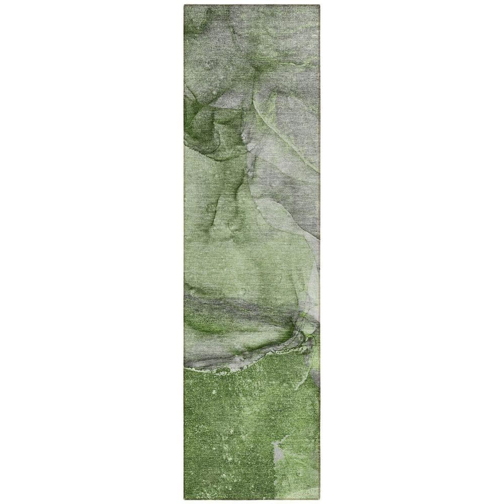 Olive Green 2 ft. x 8 ft. Woven Abstract Polyester Runner Indoor/Outdoor Area Rug price history on PriceWatchPro