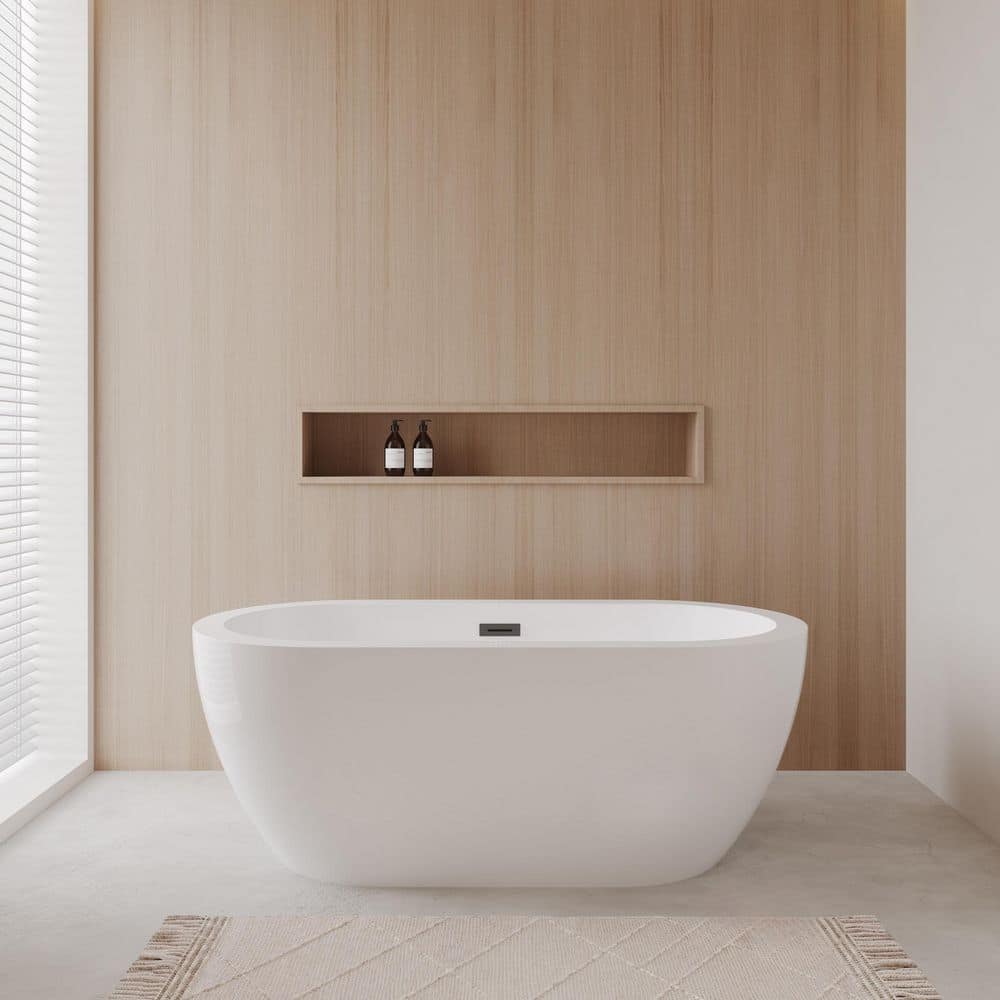 Soho 59.75 in. Acrylic Flatbottom Bathtub in White with Matte Black Trim price history on PriceWatchPro
