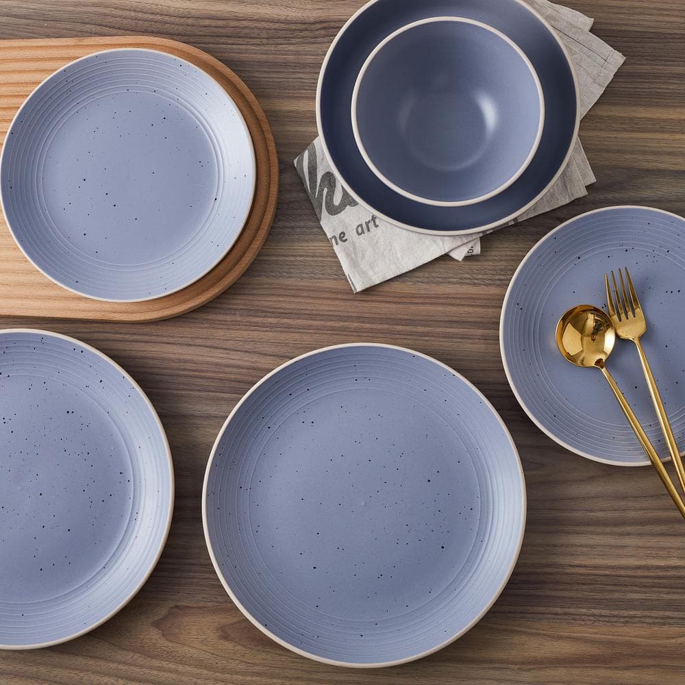 Lauren Light Gray Ceramic 16-Piece Dinnerware Set