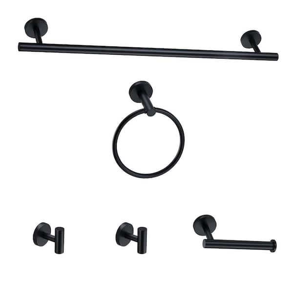 5-Piece Bath Hardware Set 24 in. with Mounting Hardware in Matte Black