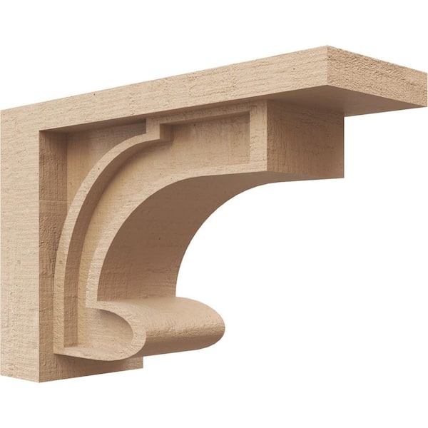 Ekena Millwork 4 in. x 8 in. x 12 in. Series 3 Classic Alma Rough Cedar Woodgrain Timberthane Polyurethane Corbel, Primed Tan