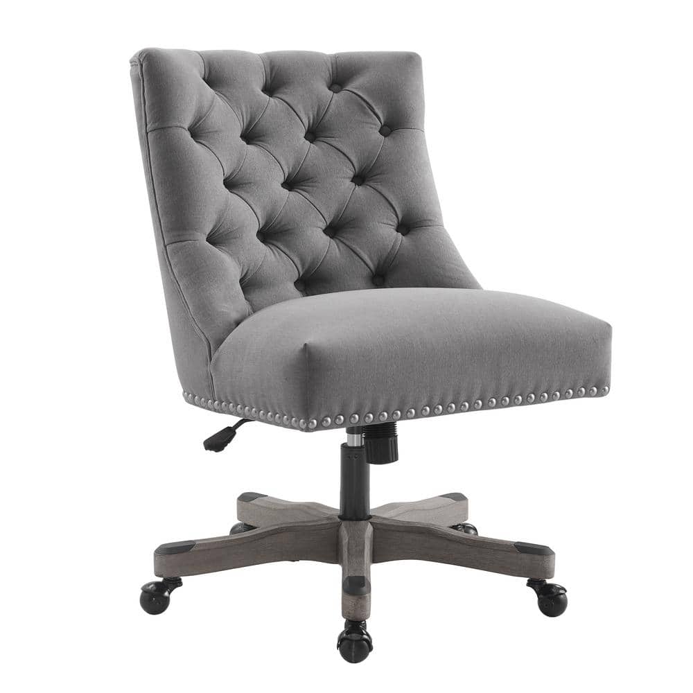 Des Fabric Adjustable Height Swivel Office Desk Task Chair in Gray with Whe