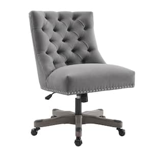 Des Light Gray Office Chair with Greywash Base and Silver Nail Heads