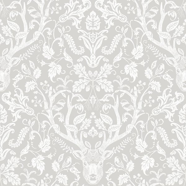 Chesapeake Kiwassa Taupe Antler Damask Paper Strippable Roll (Covers 56.4 sq. ft.)