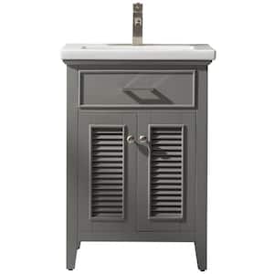 Cameron 24 in. W x 18 in. D Bath Vanity in Gray with Porcelain Vanity Top in White with White Basin