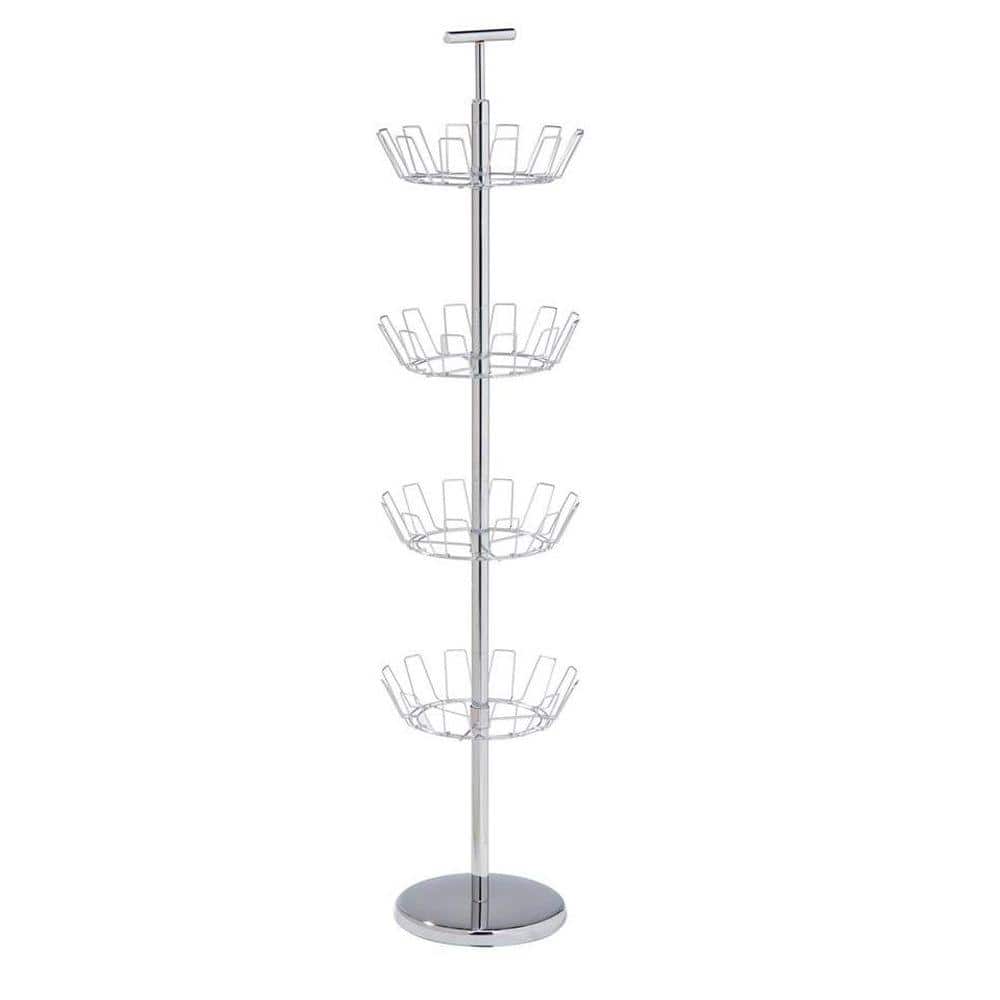 49.2 in. H 24-Pair 24-Tier Chrome Steel Shoe Rack