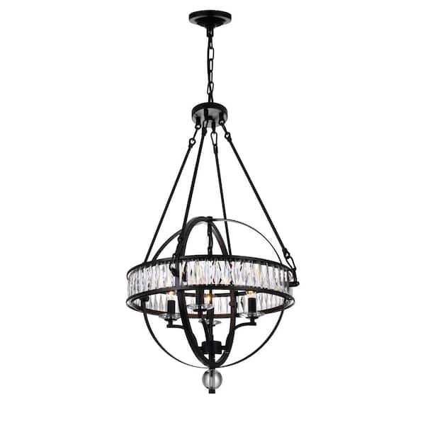 CWI Lighting Arkansas 4 Light Chandelier With Black Finish