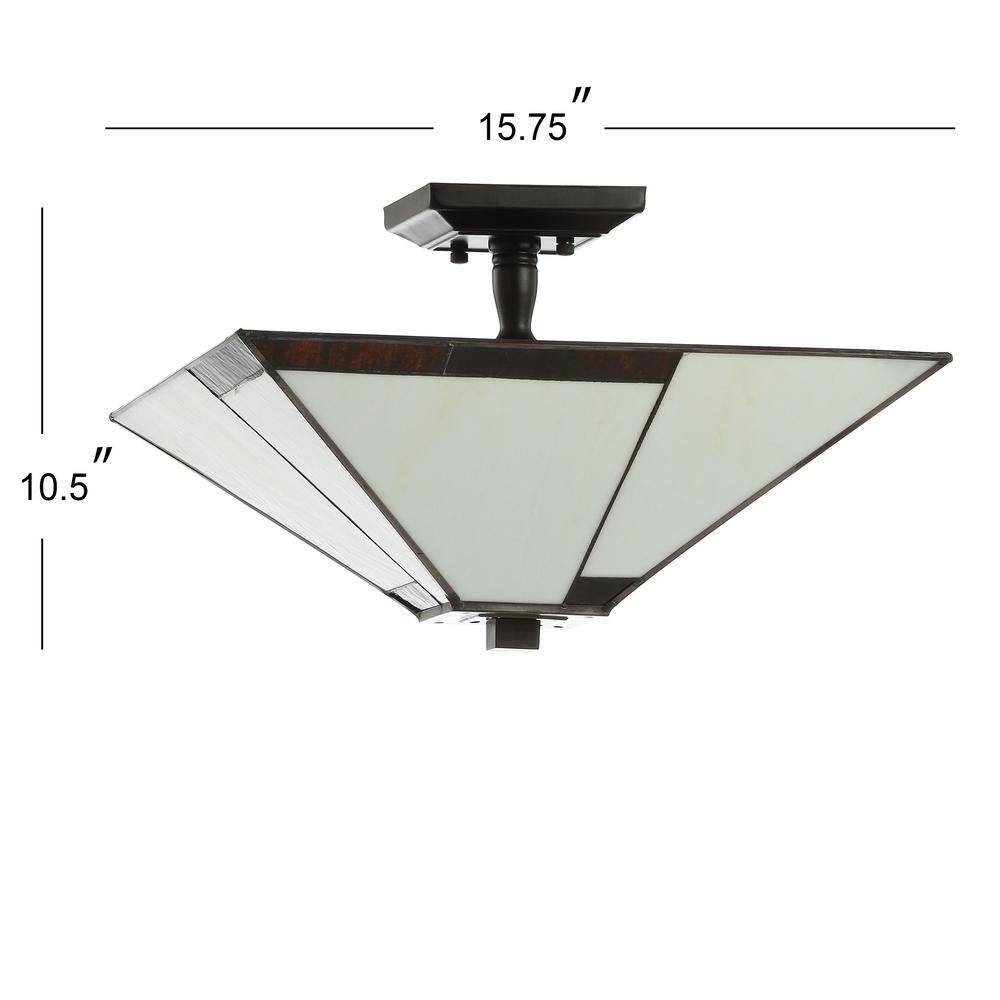 Julian 15.75" Ivory and Black Artisanal Glass LED Flush Mount