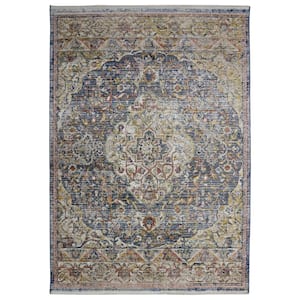 Dark Blue 3 ft. x 5 ft. Vintage Oriental Area Rug