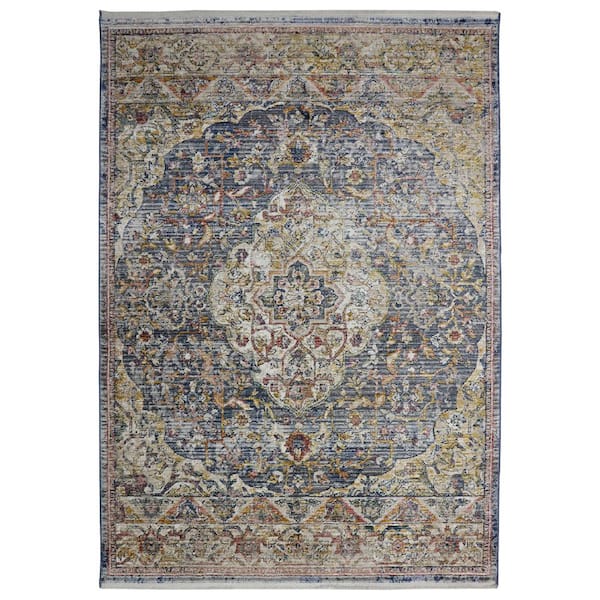 Brookside Dark Blue 5 ft. x 8 ft. Vintage Oriental Area Rug
