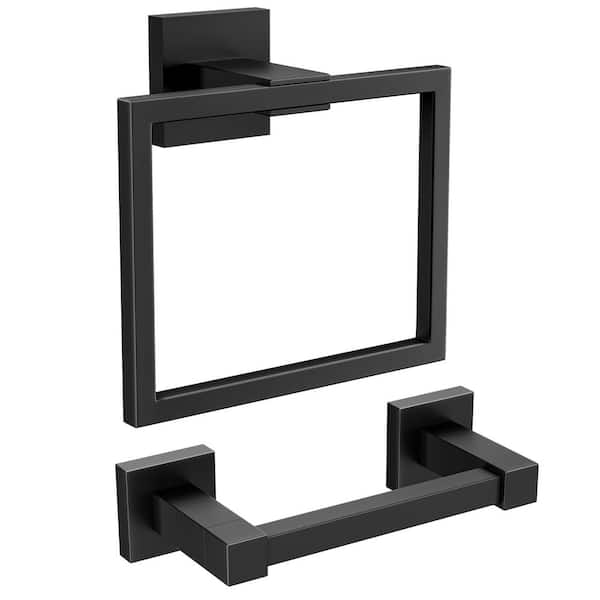 2-Piece Bath Hardware Set with Mounting Hardware in Matte Black
