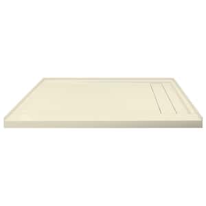 Linear 32 in. x 60 in. Single Threshold Shower Base with a Right Drain in Biscuit