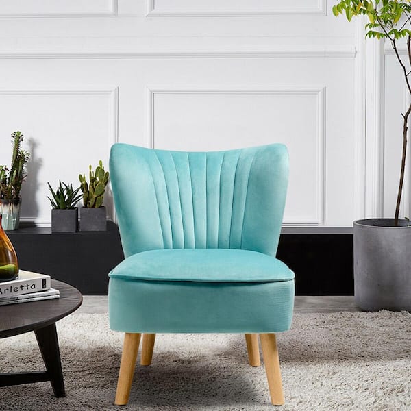 Modern Accent Armless Chair Modern Velvet Fabric Leisure Chair in Green