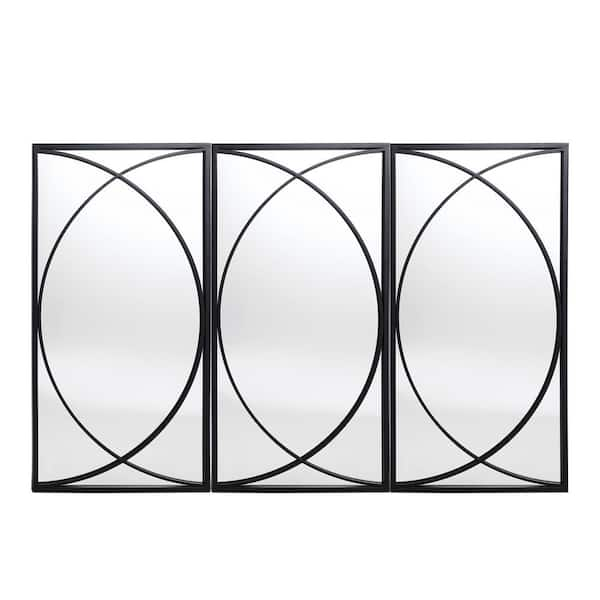 Luxenhome 075 In W X 1575 In H 3 Piece Black Metal Rectangular Wall