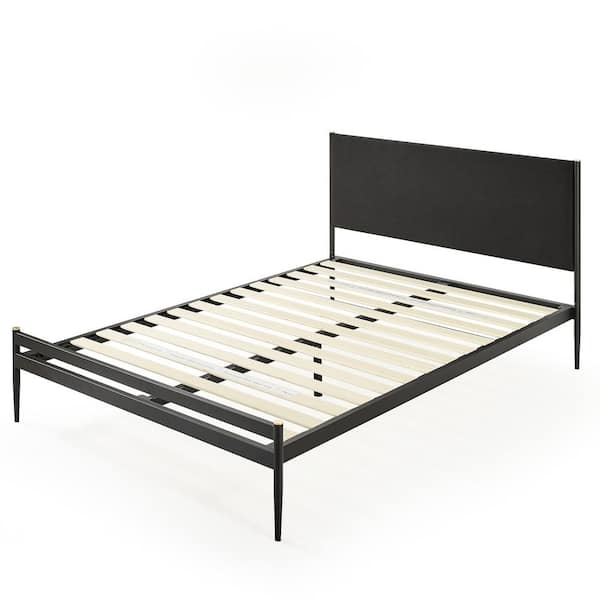 Zinus Clarrisa Black Full Upholstered Metal Platform Bed