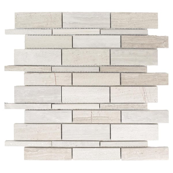 Jeffrey Court Tranquil Stone Gray 10.5 in. x 10.75 in. Interlocking Mixed Limestone Mosaic Tile (7.838 sq. ft./Case)