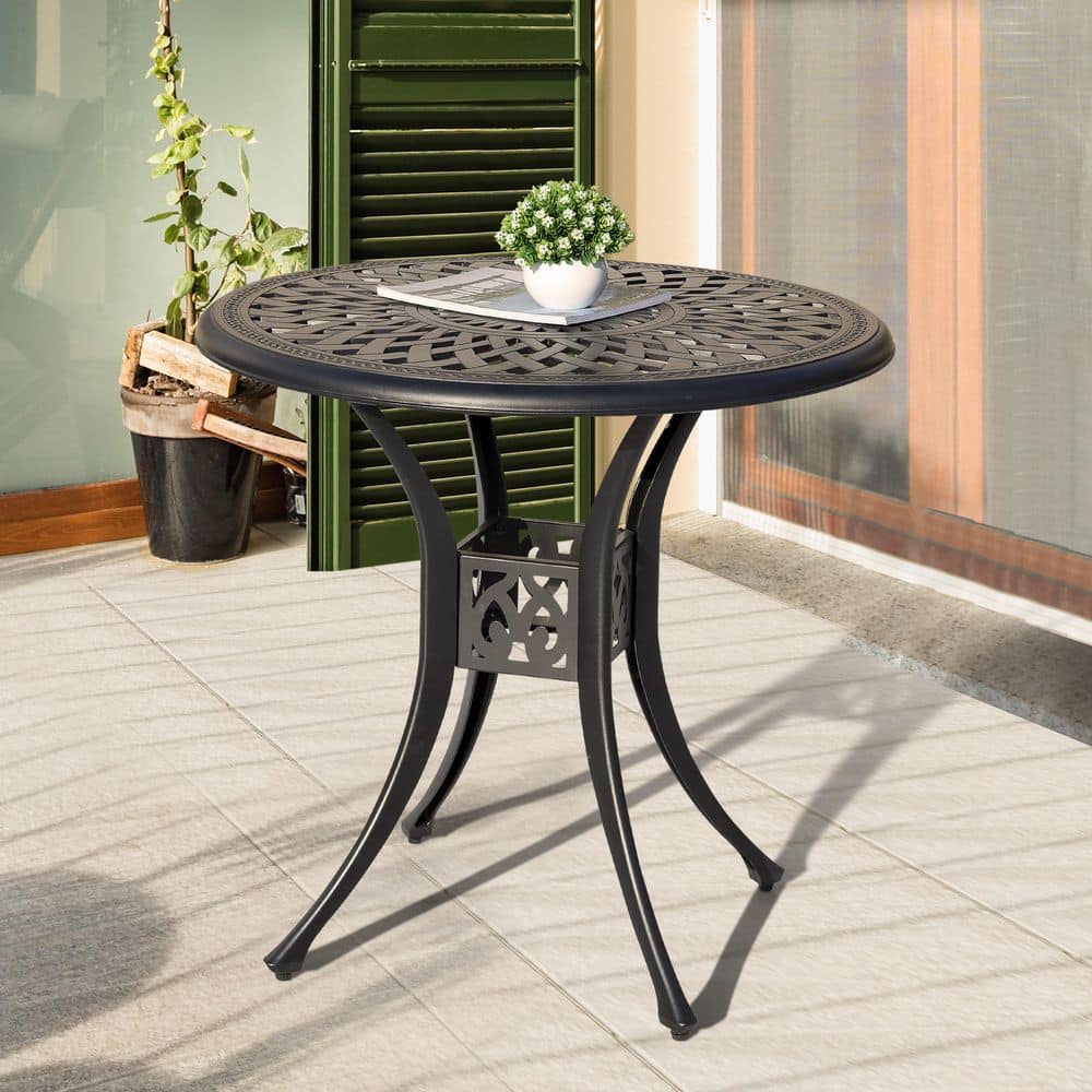 Nuu Garden Black with Gold Speckles Round Cast Aluminum Outdoor 31