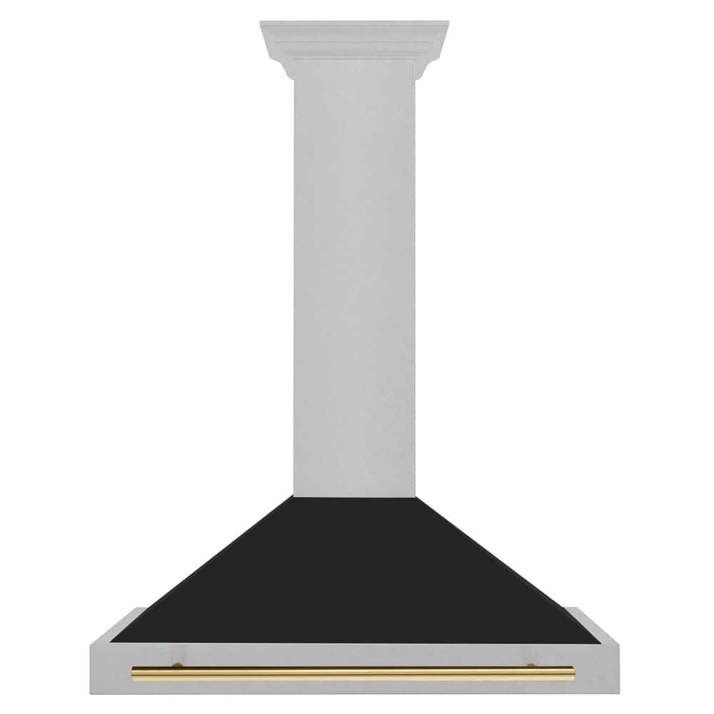 36" Stainless Steel Convertible Range Hood with Gold Handle