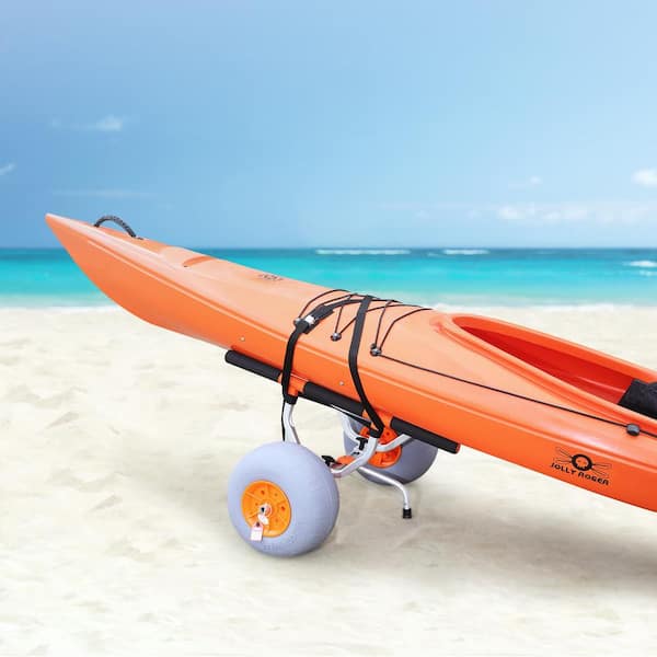 Heavy Duty Kayak Cart, Foldable Canoe Trolley Cart with 12 in. Tires Adjustable Width 6.69 in.-17.32 in. 350 lbs. Weight