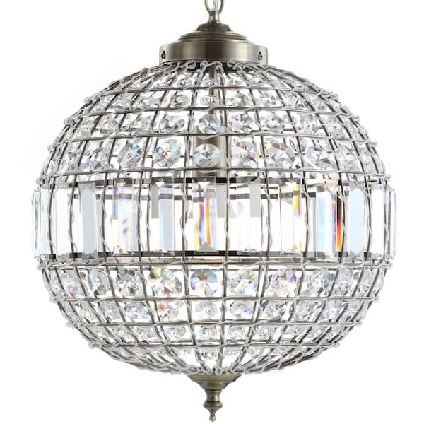 16 Georgina Crystal/Metal LED Chandelier Pendant Antique Brass - Jonathan Y
