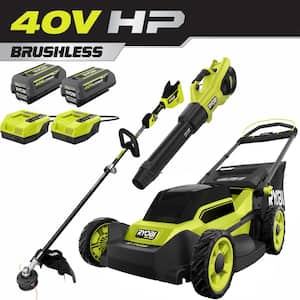 40V HP Brushless 20 in. Cordless Battery Walk Behind Push Mower, String Trimmer, & Blower - Batteries and Chargers