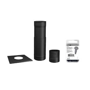 6 in. x 6 in. Black Single Wall Pipe Kit Installation To The Ceiling Chimney Pipe