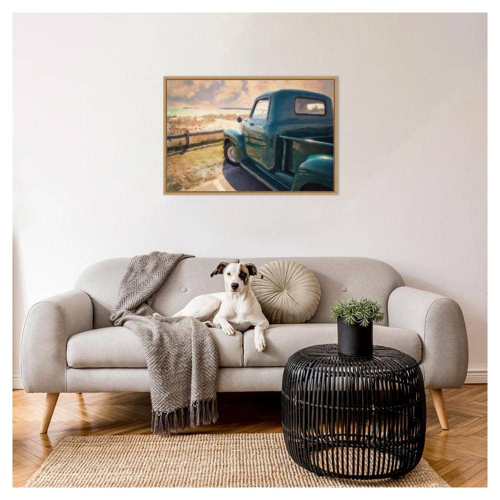 Great Ride Great View Framed Canvas Wall Art in Sylvie Maple