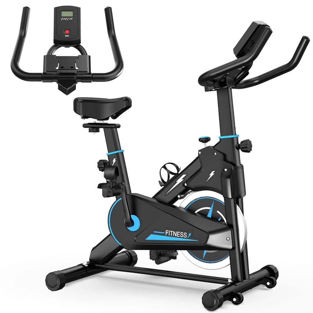 Black Blue Steel Exercise Bike Cycling Bike, Indoor Exercise Bike, Portable Home Fitness Workout Cycle