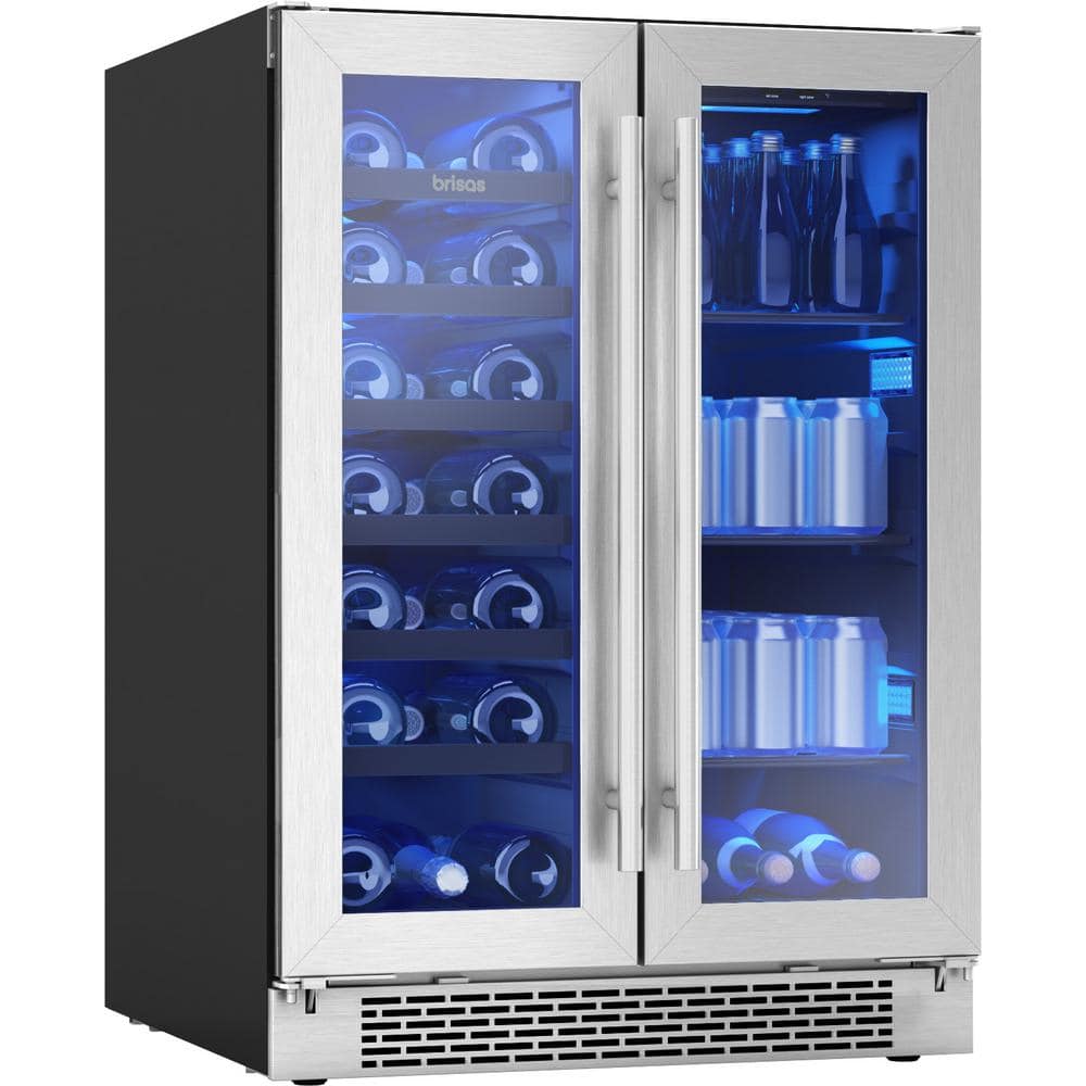 Stainless Steel Dual Zone French Door Wine and Beverage Cooler