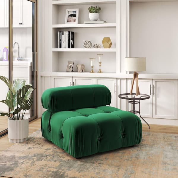 Chameleon 34.6 in. Square Arm 1-Piece Modern Velvet Modular Combination Sectional Sofa in. Green