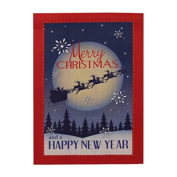 Evergreen 1 ft. x 1-1/2 ft. Merry Christmas & Happy New Year Garden Suede Flag