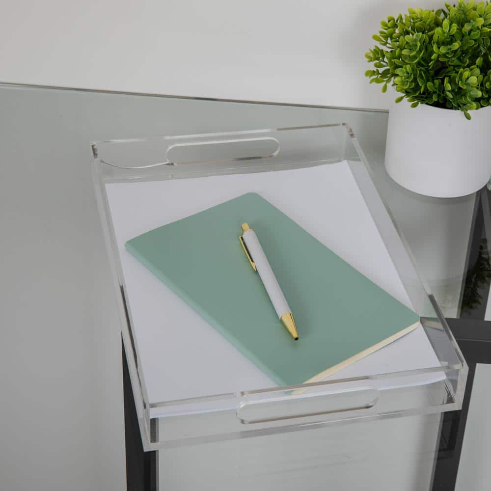 Clear Acrylic Letter Tray with Handles and Anti-Slip Feet