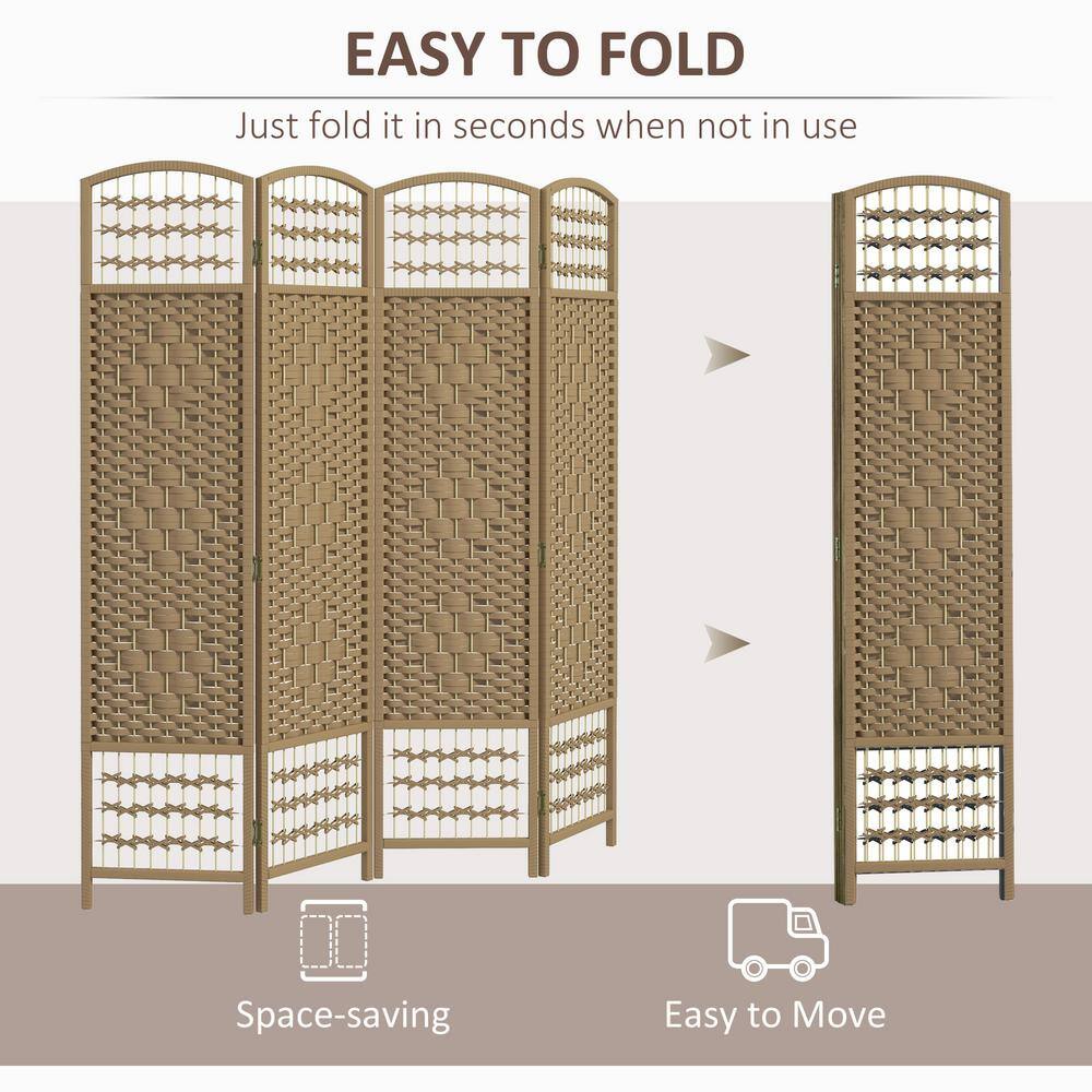 Natural Handwoven 4-Panel Folding Room Divider
