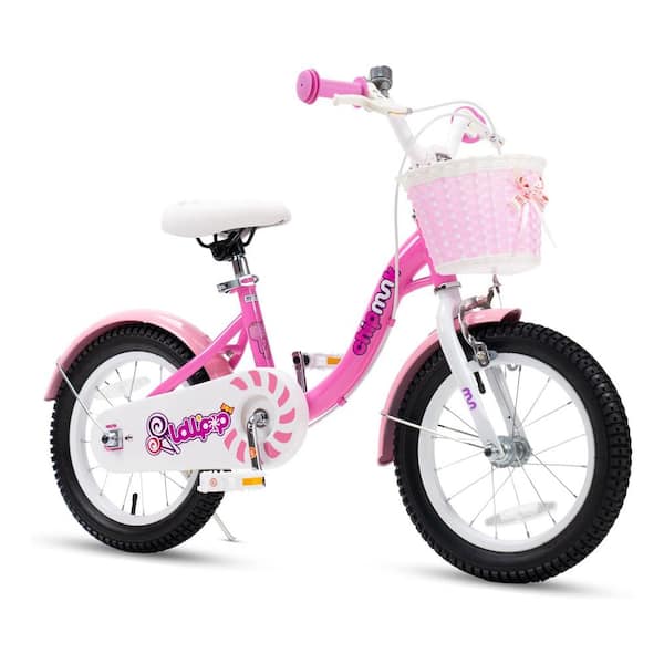 Royalbaby Chipmunk 18 in. Kids Steel Bicycle with Basket and Kickstand, Pink