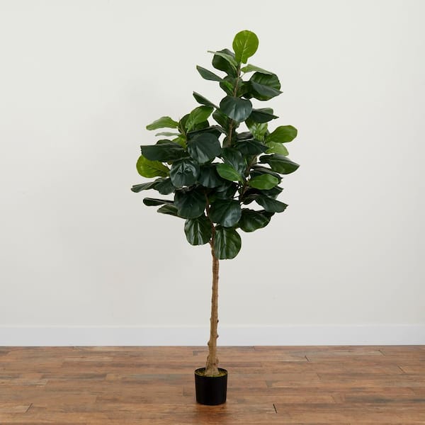 Nearly Natural Fiddle Leaf Artificial Tree In Slate Planter