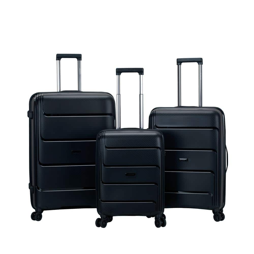 Rockland Aero 3-Piece Black Hardside Spinner Luggage Set F244-BLACK ...