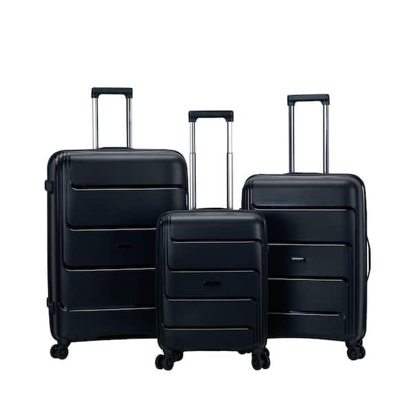 Rockland Aero 3-Piece Black Hardside Spinner Luggage Set