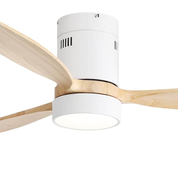 52 in. Indoor/Outdoor White and Beige Ceiling Fan Integrated LED with Light Kit and Remote Control