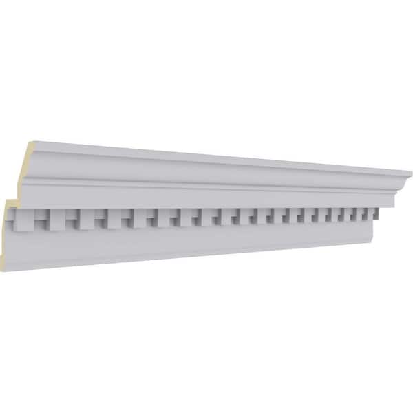 Ekena Millwork 4-3/4 in. x 6-3/4 in. x 94-1/2 in. Polyurethane Dentil Crown Moulding