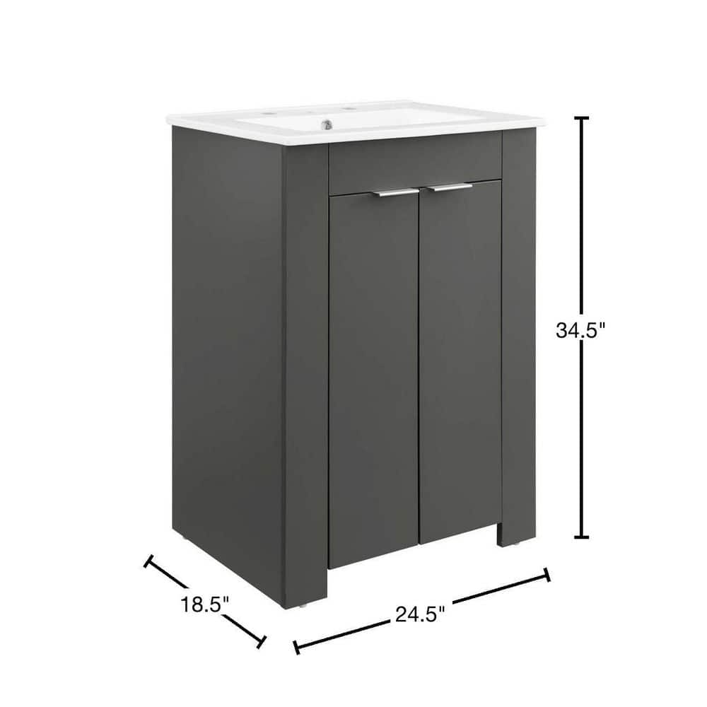 Maybelle 24" Gray White Melamine Bathroom Vanity with Ceramic Sink