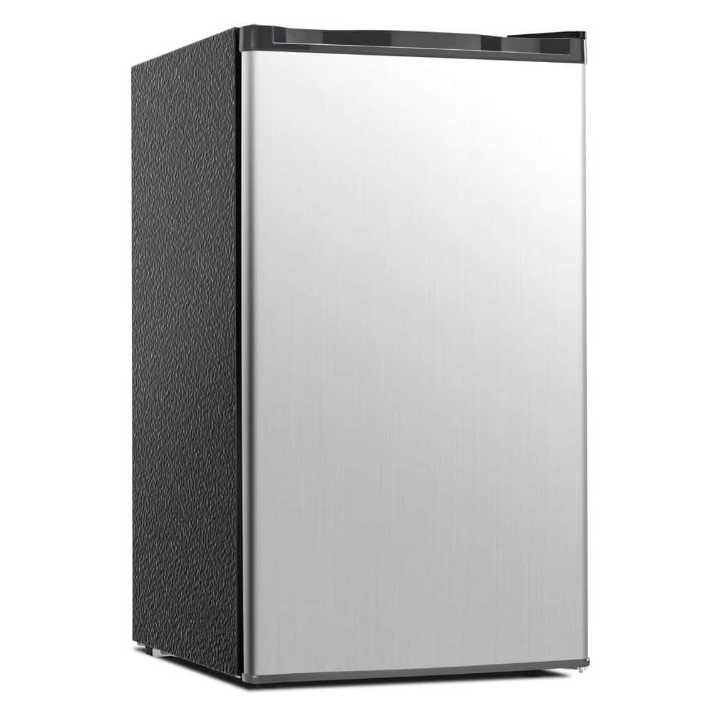 3.2 cu. ft. Compact Mini Refrigerator with Freezer, Reversible Door, Adjustable Thermostat for Office, Dorm in Silver
