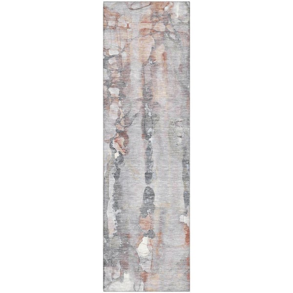 Mayfield Premium Machine Washable Abstract AMF2120 Copper 2 ft. x 7 ft. Runner Rug