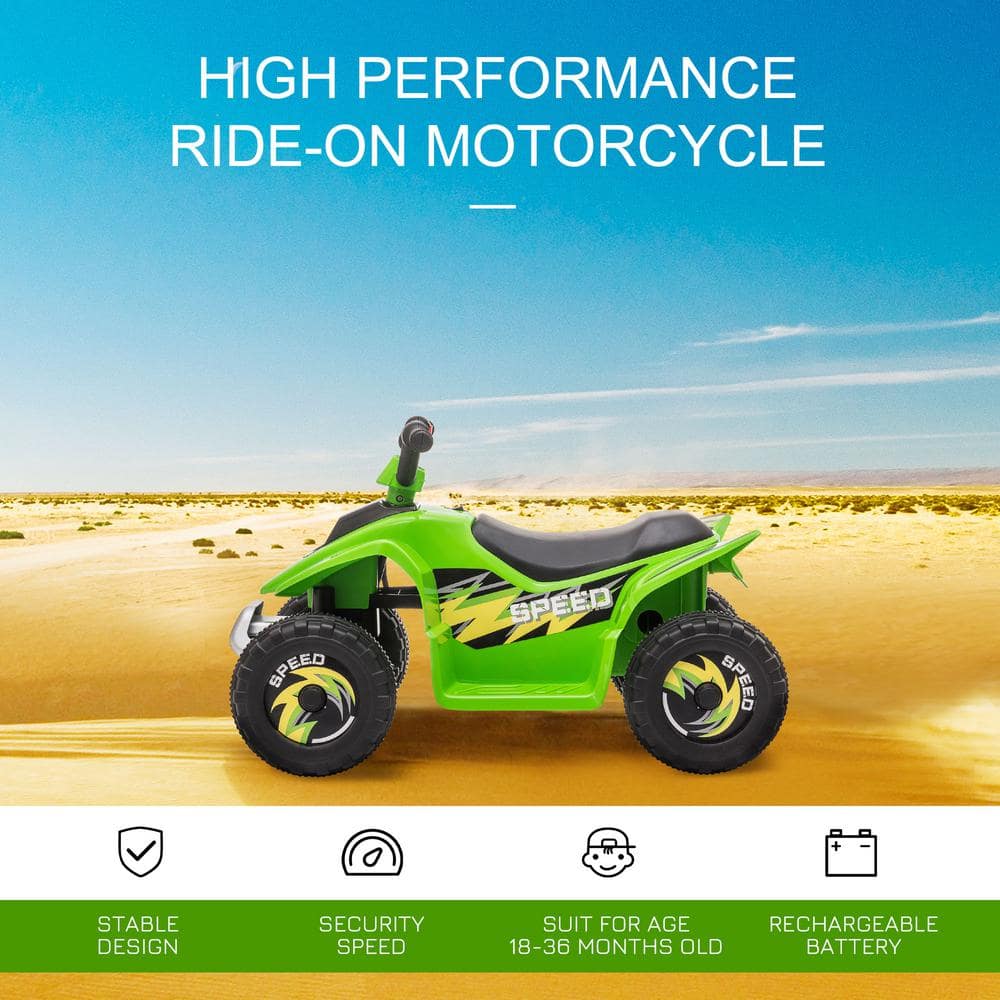6V Green Electric Kids Quad with Safety Belt
