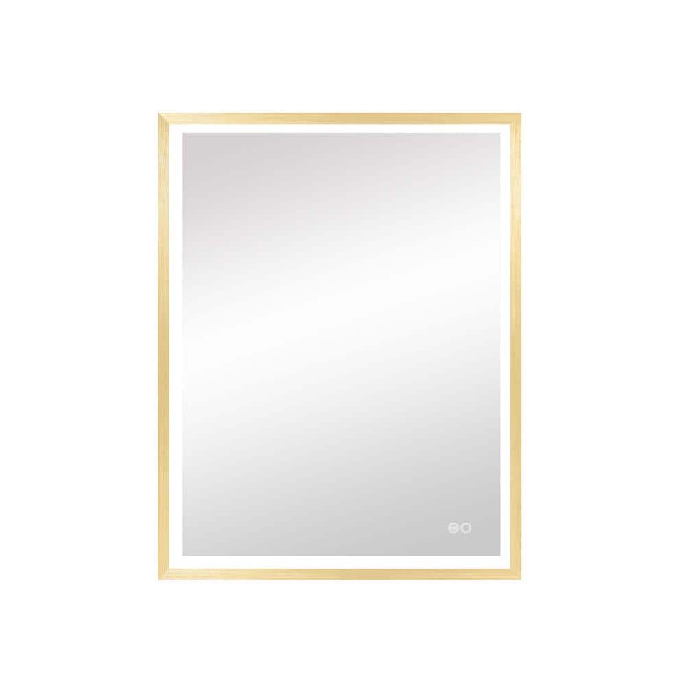28 in. W x 36 in. H LED Rectangular Framed Wall Mounted Bathroom Vanity Mirror Front Lighted Mirror in Brushed Gold price history on PriceWatchPro