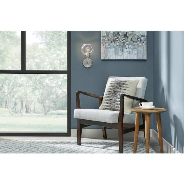 Jill 1-Light Brushed Nickel Sconce Seeded Glass