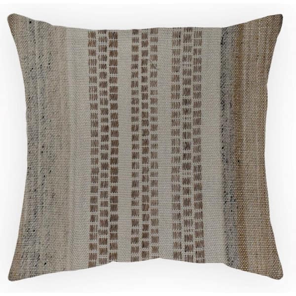 Unbranded 18 in. x 18 in. Woven Outdoor Multi-Stripe Recyled Polyester Throw Pillow