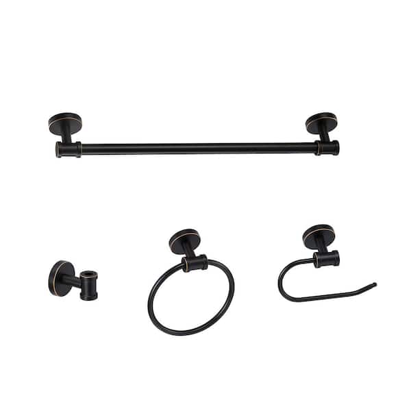 WISBEAM 4-Piece Bath Hardware Set 20 in. with Mounting Hardware in Oil Rubbed Bronze