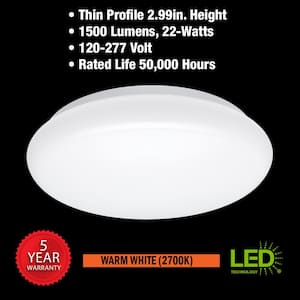 16 in. Round LED Flush Mount Ceiling Light Closet Bathroom Lighting Hallway 120-277 Volt 2700K Warm White (8-Pack)